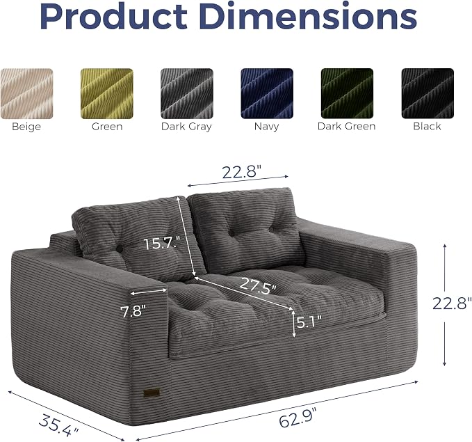 MAXYOYO 63" Loveseat Sofa Couch - Image 2