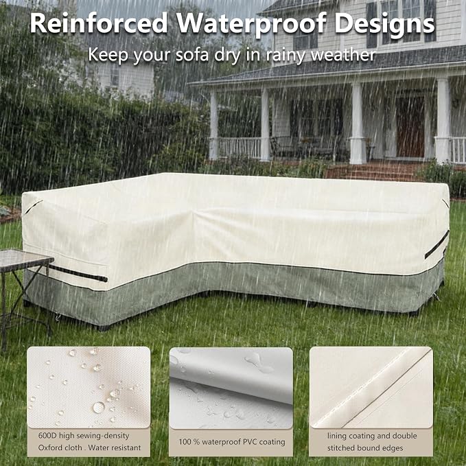 okcool Outdoor Sectional Sofa Cover Waterproof-L-Shaped Patio Furniture Covers - Image 6