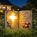 Outdoor Solar Memorial Cross Stakes Lights, Waterproof Book Statue Grave by Candieslife