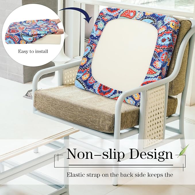 Newwiee 8Pcs Patio Cushion Covers Stretch Outdoor Cushion Cover Replacement - Image 5