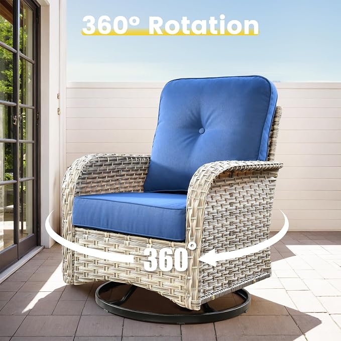 Outdoor Sectional Patio Furniture Set, 8 Pieces Wicker Conversation Sets L - Image 4