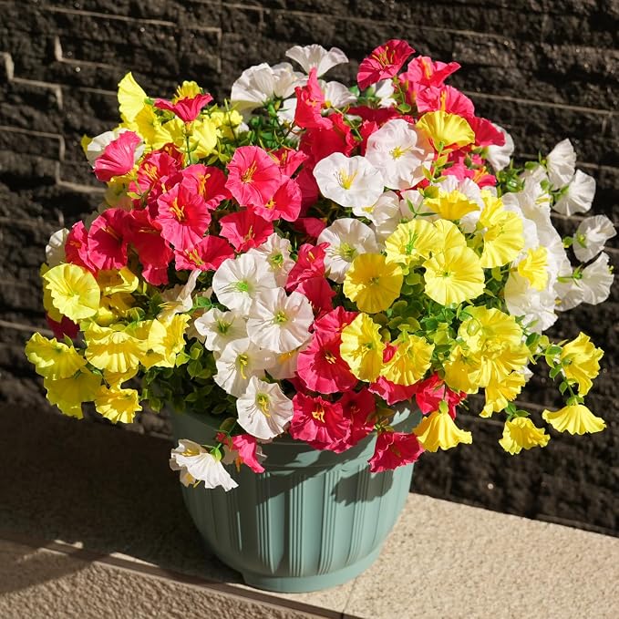 Artificial Flowers for Outdoors, UV Resistant Fake Silk Morning Glory, - Image 8