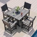 Pamapic 5 PCS Outdoor Dining Set, Spacious HDPE Outdoor Table and Chairs by Pamapic