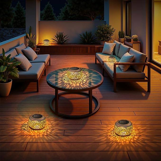 Solar Lanterns Outdoor Waterproof, 4 Pack Flower Petal Solar Garden Lights - Image 5