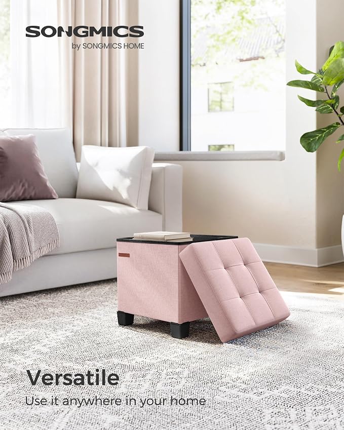 SONGMICS Storage Ottoman, Small Ottoman Foot Rest - Image 3