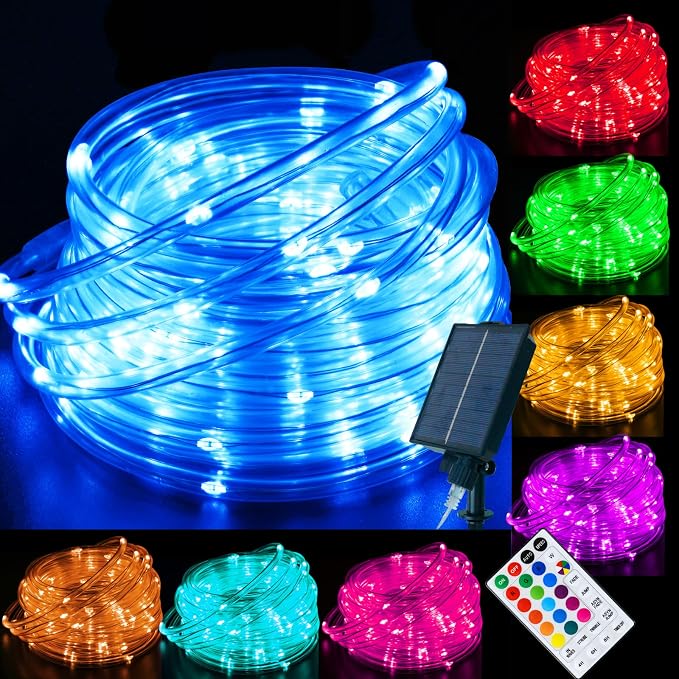 LitHome 33 FT Solar Rope Lights Outdoor Waterproof, 18 Colors Changing 100 LED by LitHome