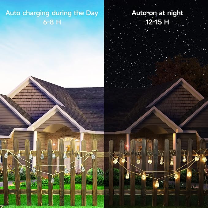 Solar Outdoor String Lights, 20Ft Vintage Rope Hemp Solar Patio Lights - Image 3