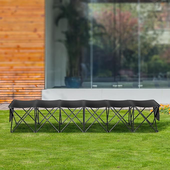 VEVOR Portable Folding Bench, 6 Seats Foldable Sideline Bench, Outdoor Camping - Image 2