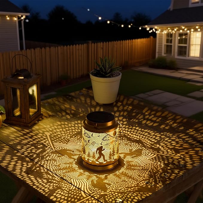 Bigfoot Solar Lantern for Garden Outdoor Decor – Hanging Metal Light Decoration - Image 3