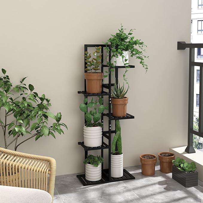 Laiensia 5 Tier Bamboo Plant Stand Rack 6 Potted Multiple Flower Pot Holder - Image 5
