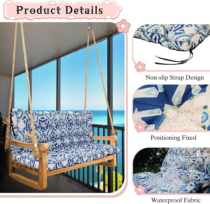 2-3 Seat Swing Replacement Cushion, Outdoor Bench Cushions - Image 5