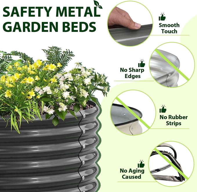 A ANLEOLIFE 8-Pack 4X4X1.5ft & 74x74x18in Deep Root Galvanized Raised Garden - Image 5