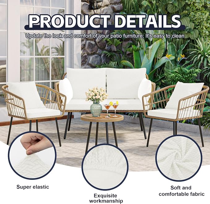 8Pcs Patio Cushion Covers, Outdoor Cushions Covers, Stretch Cushion Covers - Image 3