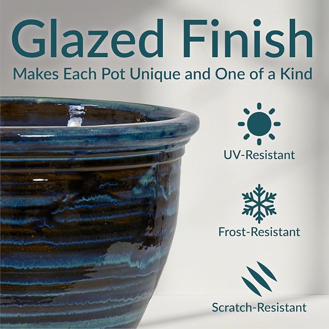 Sunnydaze Large Ceramic Plant Pot - Image 3