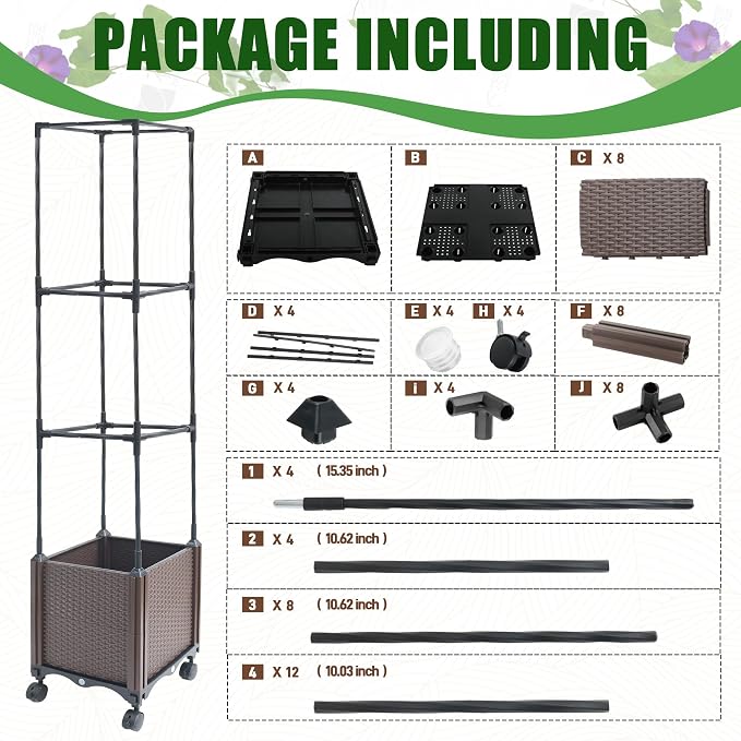 Raised Garden Bed with Tomato Planter Cage, 50.4" Self Watering Tomato Planter - Image 8