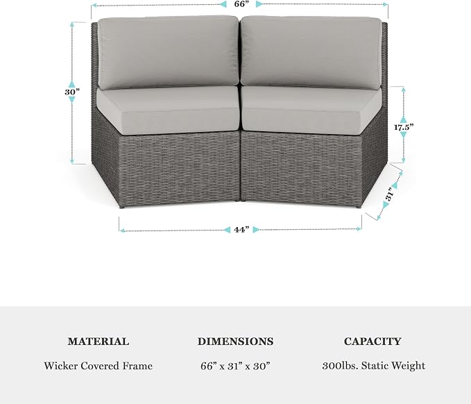 Martha Stewart Bedford Indoor-Outdoor Modular Patio Curved Sectional Sofa Seats - Image 3