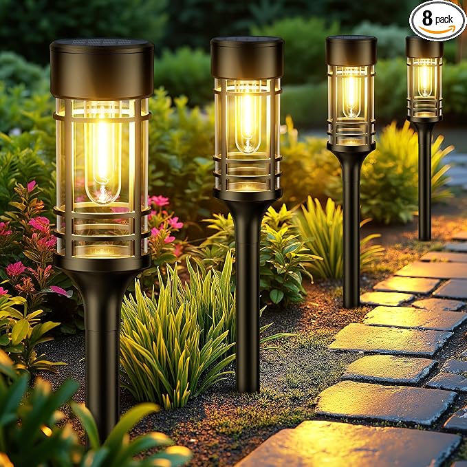 LETMY Solar Pathway Lights Outdoor, 8 Pack Solar Lights Outdoor Waterproof IP65 by Letmy