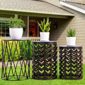 Y&M Set of 3 Black with Bronze End Tables, Nesting Metal Round Coffee Table by YM