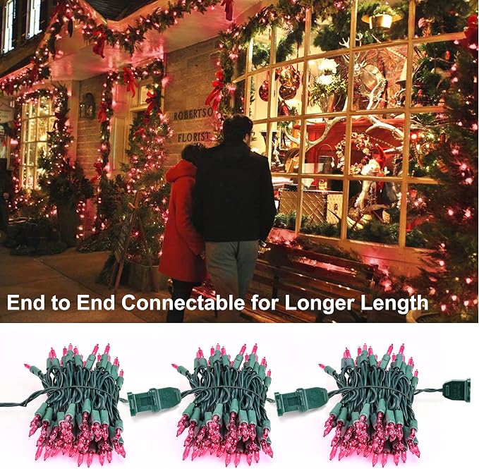 BrizLabs Pink Christmas Lights, 69.6ft 300 Count Pink String Lights Connectable - Image 2
