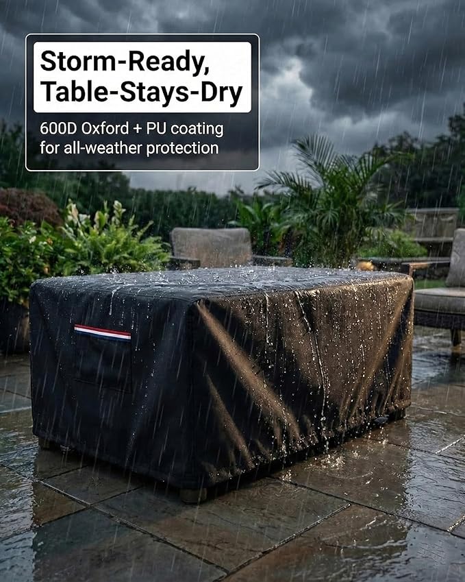 Waterproof Rectangular Patio Coffee Table Cover, 600D Heavy Duty Outdoor - Image 4