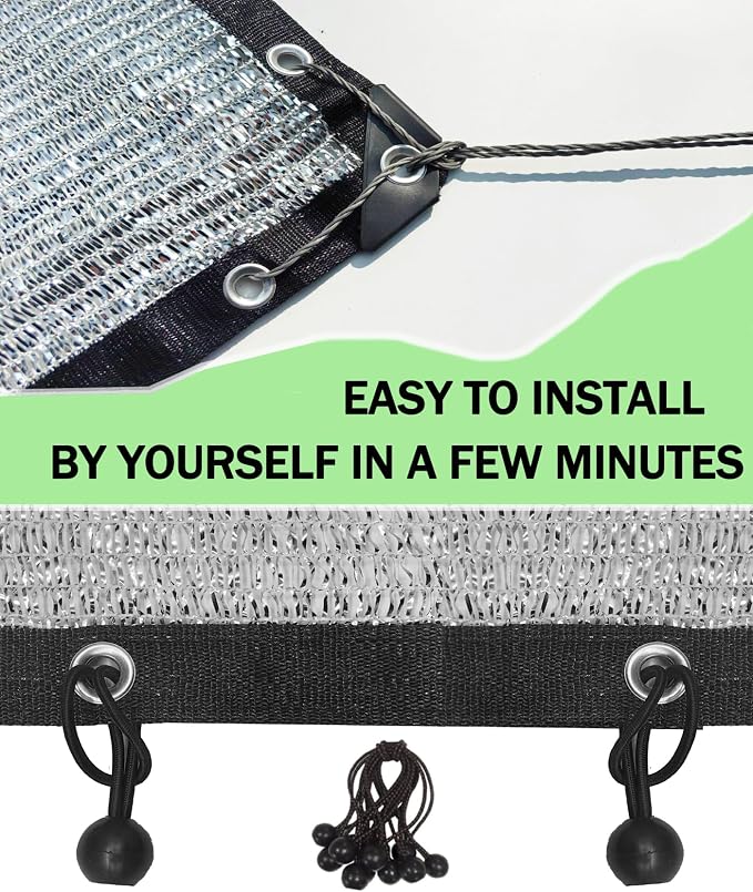 70% Aluminum Shade Cloth 6.5 FT x 12 FT, Durable Mesh Silver Tarps - Image 4