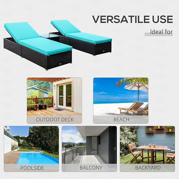 Outsunny Chaise Lounge Chair Set of 2 - Image 6
