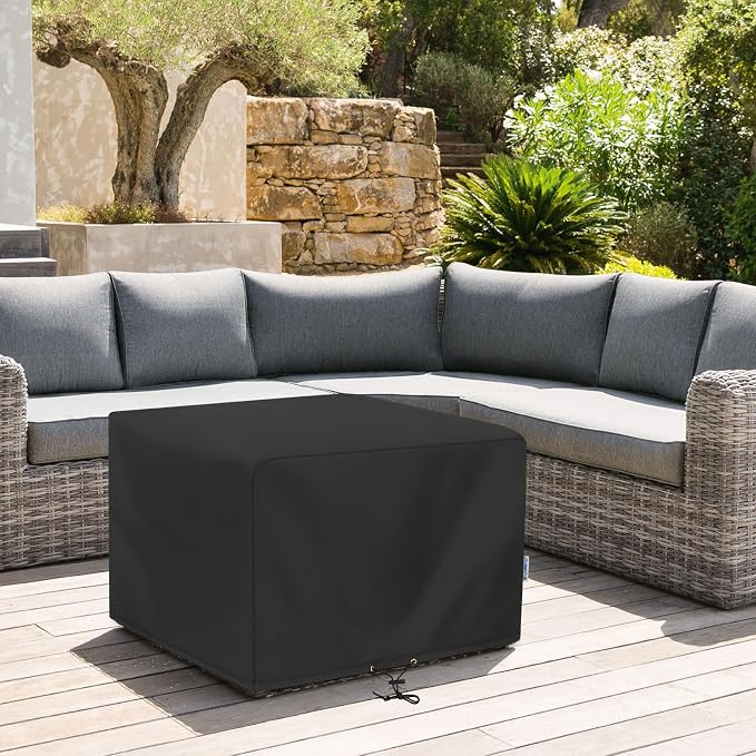 SunPatio Outdoor Ottoman Cover, Waterproof Square Coffee Table Cover, Patio - Image 8