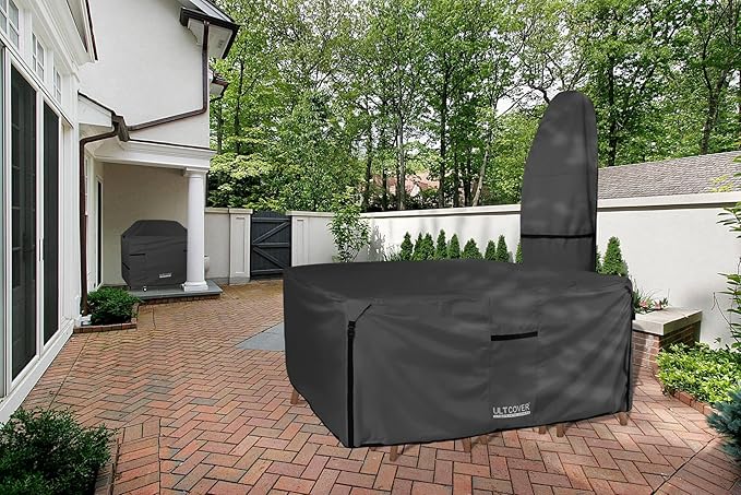 ULTCOVER 600D Tough Canvas Heavy Duty Square Patio Table and Chair Cover - Image 6