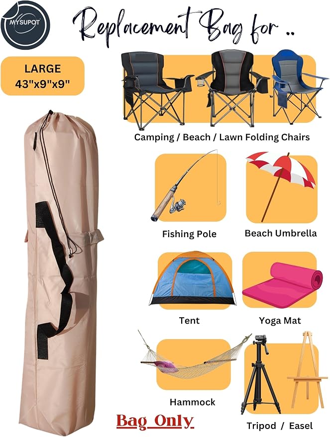 43"x9"x9" Replacement Bag for Folding Camping Chair, Camp Chairs, Yoga Mat - Image 5