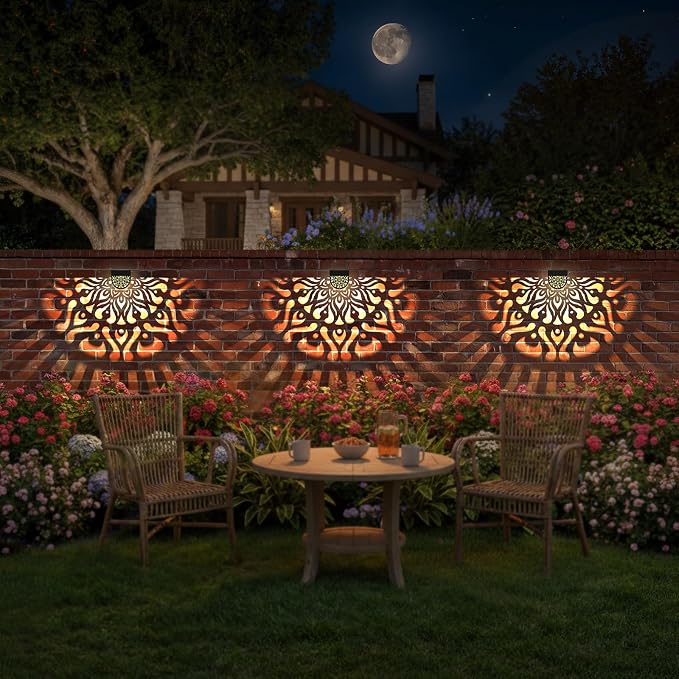 6 Pack Solar Fence Lights Outdoor Wall Lights Plastic Solar Powered Deck Step - Image 5