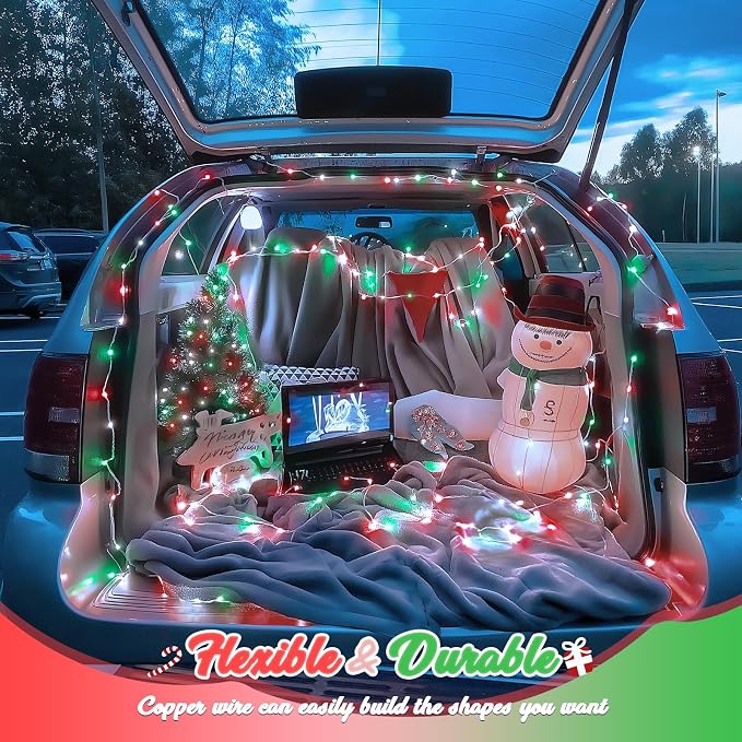 JMEXSUSS 2 Pack Red White and Green Solar Christmas Lights, Each 33FT 100 LED - Image 7