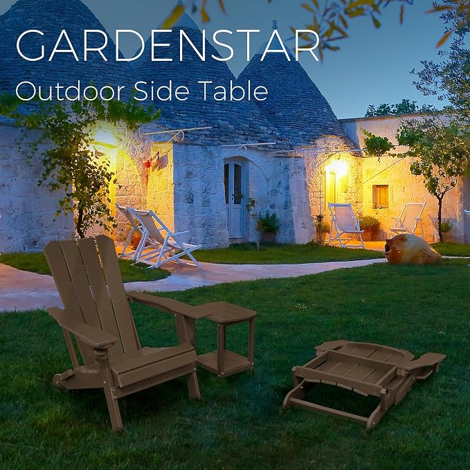 Adirondack Square Outdoor Side Table, 2-Tier Storage Patio Side Table, HDPE End - Image 6