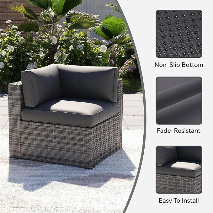 Aoxun 14pcs Patio Cushion Covers Replacement, Waterproof Outdoor Furniture - Image 5