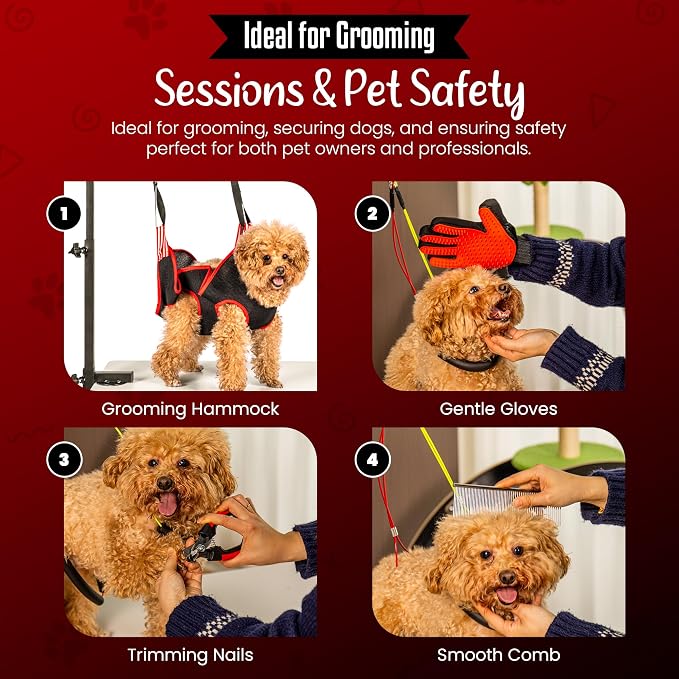 Dog Grooming Arm with Clamp & Pet Grooming Hammock | 4 Extra Bundles | Dog - Image 2