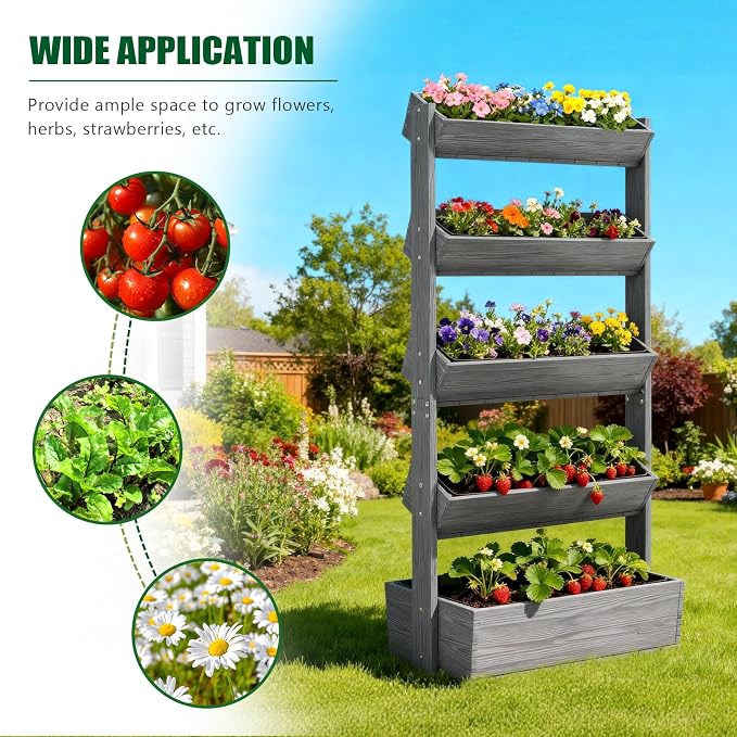 Wooden Vertical Raised Garden Bed, 5 Tier Garden Planters Raised Beds - Image 5