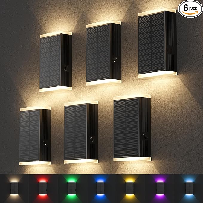 Solar Lights Outdoor, 8 Lighting Modes Dusk to Dawn Lighting Wall Sconce IP67 by UGDLUCK