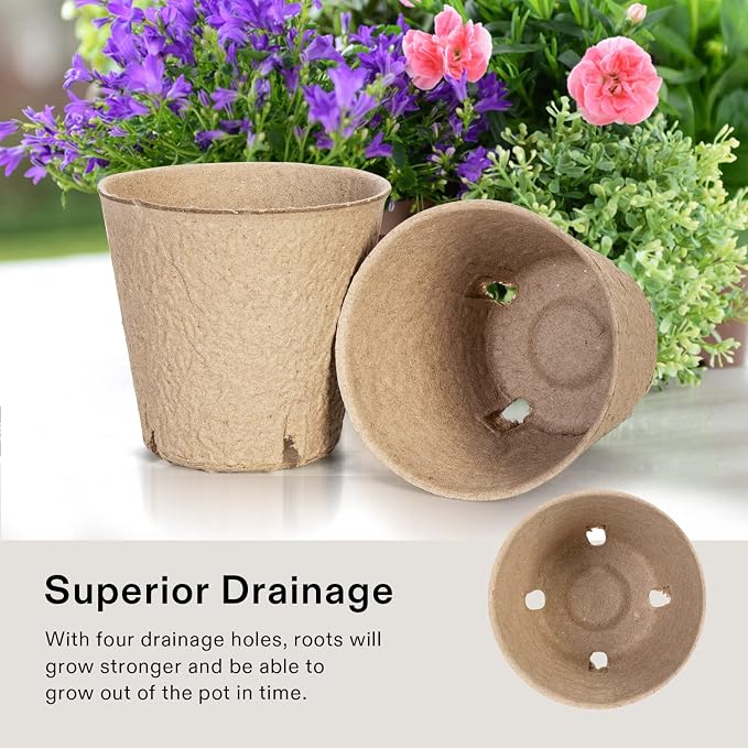 VIVOSUN Peat Pots, 60 Packs 3.15-Inch Seed Starting Pots - Image 6