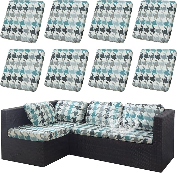 8Pcs Outdoor Cushion Covers, Patio Cushion Covers, Stretch Elastic Slipcovers by dreahoteztil