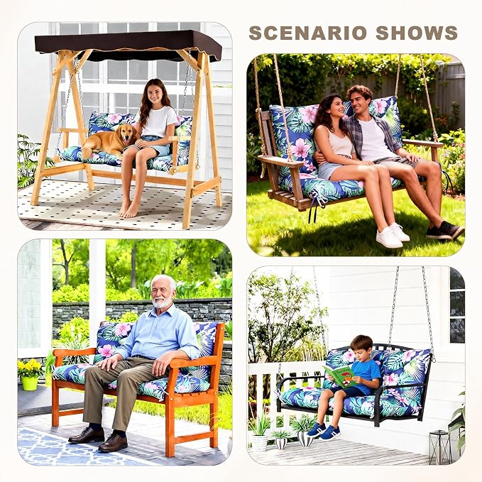Porch Swing Cushion with Backrest, Waterproof Bench Cushion - Image 7