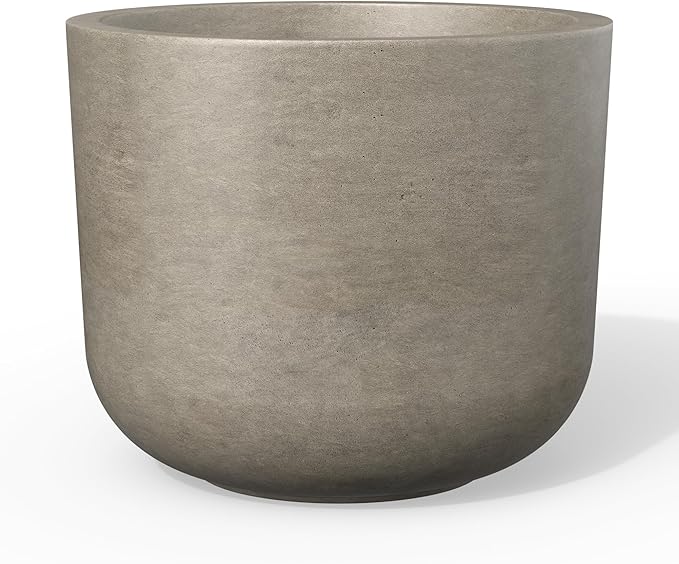 Kante Round Concrete Planter, 11 Inch Dia Classic Style Large Plant Pot by Kante