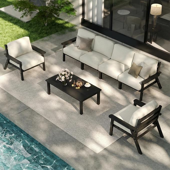 Patio Furniture Set 7 Seats, HDPE Outdoor Sectional by PatioKingdom