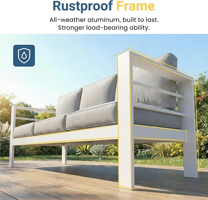 Wisteria Lane Aluminum Outdoor Patio Furniture Set, Modern Patio Conversation - Image 3