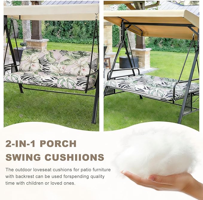 Porch Swing Cushion with Backrest, Waterproof Bench Cushion - Image 4