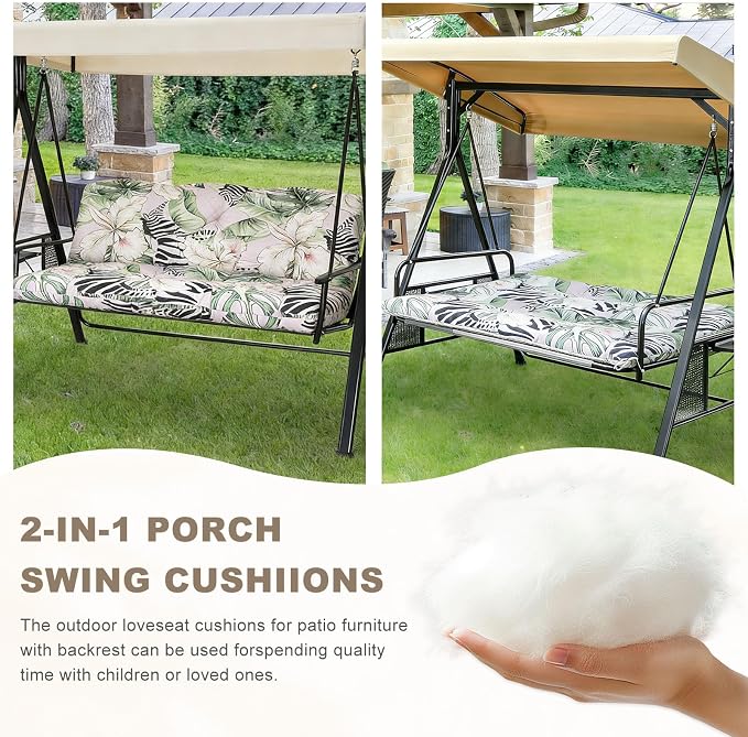 Porch Swing Cushion with Backrest, Waterproof Bench Cushion - Image 4