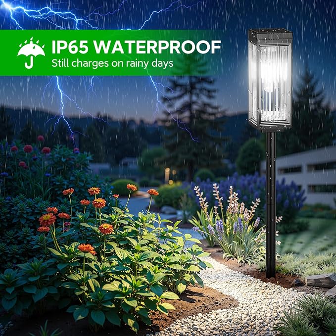 Solar Pathway Lights Outdoor, 4 Pack Upgraded Solar Lights Outdoor Waterproof - Image 3