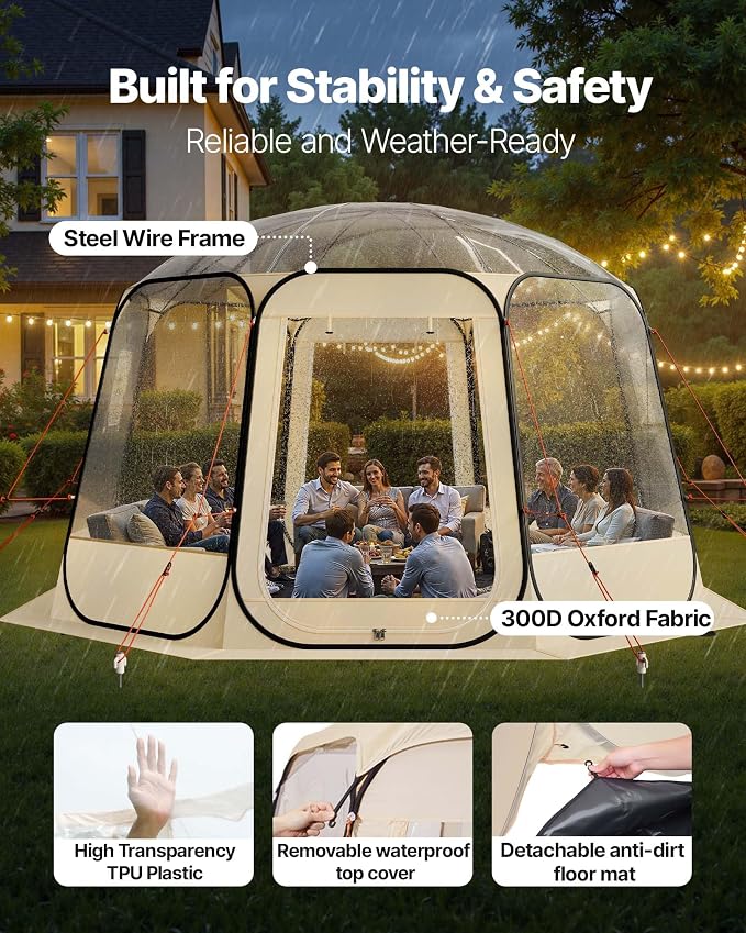 VEVOR Pop up Sports Tent, 8 Sizes Optional Clear Bubble Tent - Image 3
