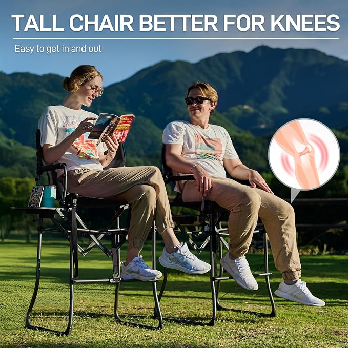 EVER ADVANCED Portable 30.7" Seat Height Tall Folding Camping Chair Directors - Image 5