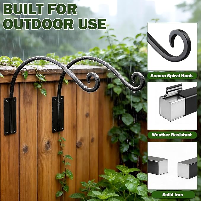 16 Inch Plant Hangers Outdoor 4 Pack, Plant Hanging Hook Bracket - Image 6