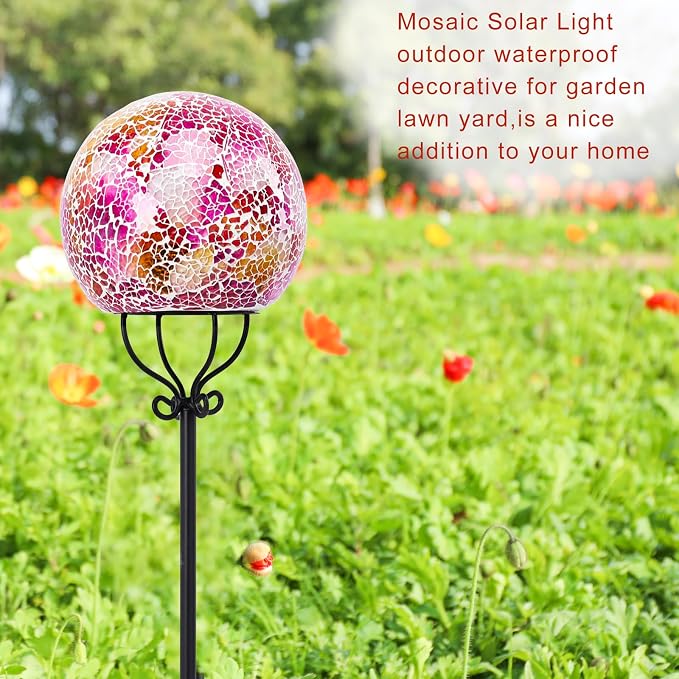 VCUTEKA Solar Outdoor Lights Garden Decor Mosaic Solar Garden Lights Waterproof - Image 4