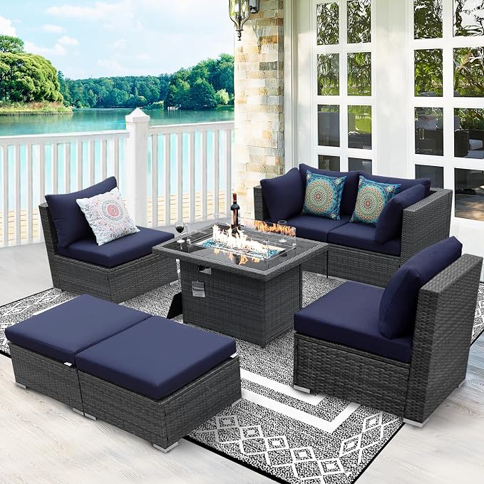 BULEXYARD 7 Piece High Back Outdoor Sectional Set - Image 9